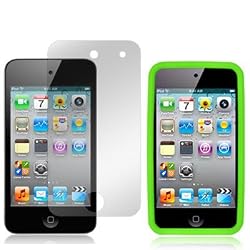 4G Touch Green Silicone Protective Armour Case Cover & Screen Protector Kit for New Apple iPod Touch 4th Generation - 8GB 32GB 64GB