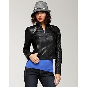 bebe Pleat Detailed Leather Jacket