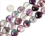 18mm coin gemstone natural fluorite beads strand 15"