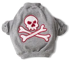 Biker Dogs! Skull & Crossbones Gray Dog Tee - 10 -12"