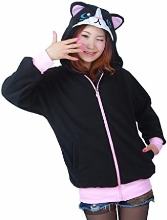 SZTALE Cosplay Hoodie Costumes Plush Animal Hooded Jacket Black Cat L