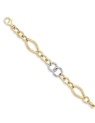 14k Two Tone Polished Fancy Link Bracelet Length 7.5"