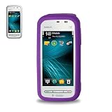 New Fashionable Perfect Fit Soft Silicon Gel Protector Skin Cover (Faceplate/Snap On) Rubber Cell Phone Case with Screen Protector for Nokia Nuron 5230 T-Mobile - Purple