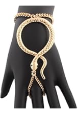 Snake Adjustable Finger Ring and Hand Chain Bracelet One Size Fits Most - Goldtone Silvertone or Gun Metal