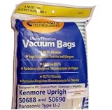 12 Kenmore Upright 50688 and 50690, Panasonic Type U-2 and Miele Upright Type Z Vacuum Bags Microfiltration with Closure