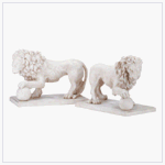 Garden Decor Stately Lion Guardian Statuary Sculpture Statue Duo