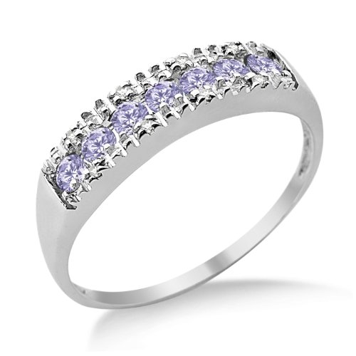 Miore Damen-Ring Memoire 375 Wei&szlig;gold Tansanit und Brillanten Gr. 56 MT020TRP Preisvergleich