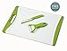 Chef Made Easy Large Plastic Cutting Board (Green) with Drip Groove Includes Free Bonus Ceramic Peeler and 3