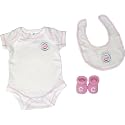 MLB Baseball Newborn 3 Piece Bodysuit, Bib, & Booties Set - Chicago Cubs - PINK