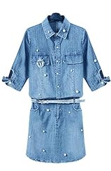 Denim Belted Beaded  Dress