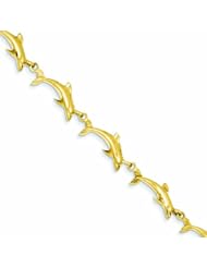 Genuine 14K Yellow Gold 8In Solid Polished Open-Back Dolphin Bracelet 8 Inches 6 Grams Of Gold 100% Satisfaction Guaranteed.