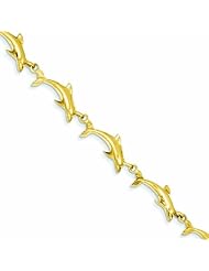 14K Gold 8in Solid Polished Open-Back Dolphin Bracelet 8 Inches