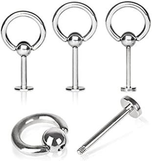 316L Surgical Steel Labret with Slave Ring Ball (Sold Individually)
