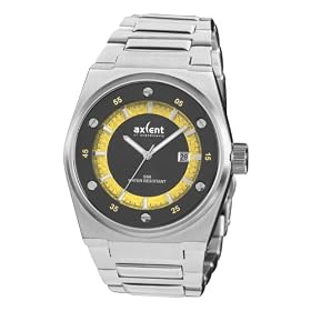 Axcent of Scandinavia The Banger Gents Steel Case with Black and Yellow Dial Chronograph Steel Bracelet Watch