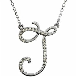 14k White Gold Jolly J Initial Necklace