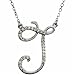14k White Gold Jolly J Initial Necklace