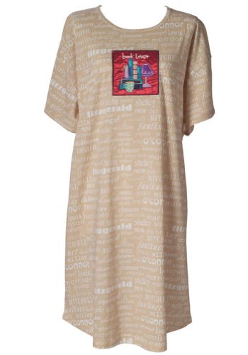 Book Lover Nightshirt 100% Cotton,Beige,OSFM