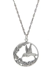 Sterling Silver Flying Hummingbird Charm with Thin Singapore Chain Necklace