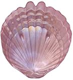 Large Glass Orchid Pink Oyster Shell Plate 12 1/2" x 11 1/4"