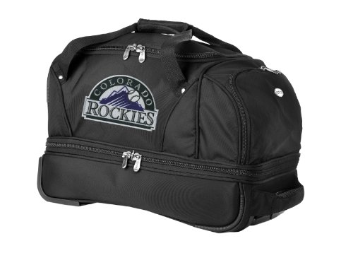 MLB Colorado Rockies Denco 22-Inch Drop Bottom Rolling Duffel Luggage, Black On Sale