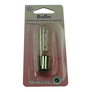 Hemline Sewing Machine Bulb, Push-In (Bayonet) Large 15w 240v Hemline Sewing Machine Bulb, Push-In (Bayonet) Large 15w 240v