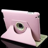 360 Degrees Rotating Stand Pink Leather Cover Case for Apple iPad 2 With Smart Cover Feature Wake Up/Sleep