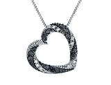 White and Black Diamond Heart Pendant 1/4 Carat (ctw) in Sterling Silver