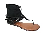 Womens Roman Gladiator Sandals Flats Thong Shoes Ankle Strap Studded Buckle Wrap 5 Colors