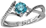 Near 1ct Enhanced Blue Diamond Ring. All 14kt White Gold Split-shank Ring Set with Genuine Brilliant Cut Diamonds with a Total Weight of .25ct