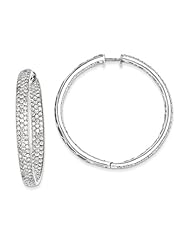 14k White Gold Diamond In-Out Hinged Hoop Earrings Diamond quality AA (I1 clarity, G-I color)