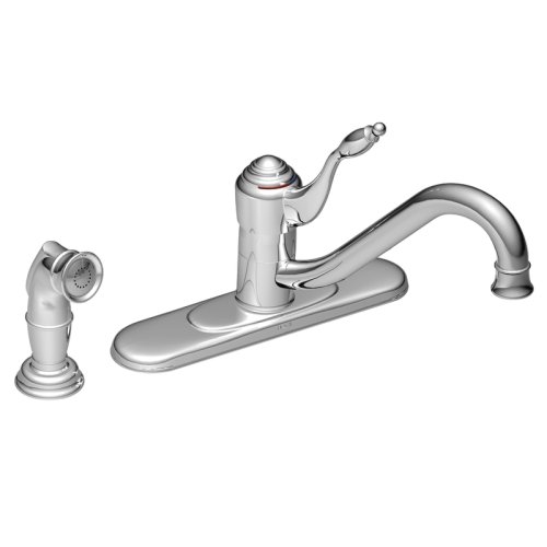 Moen 7308 Castleby Single Handle Kitchen Faucet With Matching Finish Side Spray, Chrome (Not CA / VT Compliant)
