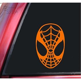 Spiderman Face Spidey Mask Vinyl Decal Sticker - Orange