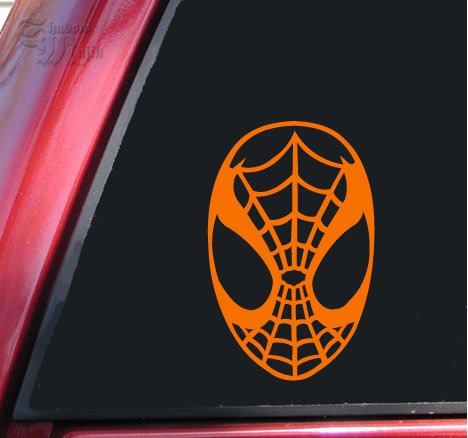  Spiderman Face Spidey Mask Vinyl Decal Sticker - Orange