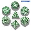 Q-Workshop Polyhedral 7-Die Set: Carved Nuke Dice Set (Green and White)