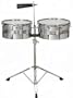 Timbales Chrome 13" & 14" with Double Braced Stand Sticks and Cowbell