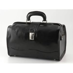 BLACK ITALIAN LEATHER DOCTOR TRAVEL BAG MADE IN ITALY BRIEFCASE (TL10077BLACK)