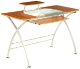 HJH Office/Buerostuhl24 673862 Computertisch Schreibtisch Combi, Teak / Glas