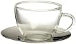 Bormioli Rocco H Drink Espresso Cups and Steel Saucers, Set of 4, Gift Boxed