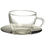 Bormioli Rocco H Drink Espresso Cups and Steel Saucers, Set of 4, Gift Boxed