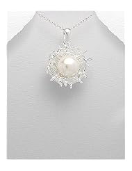 Fresh Water Pearls Pendant Necklace In 92.5 Sterling Silver