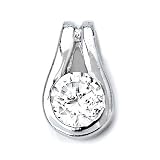 Sterling Silver Rhodium Plated Pendant with Cubic Zirconia Stone.