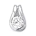 Sterling Silver Rhodium Plated Pendant with Cubic Zirconia Stone.