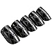 False Nails Bling Art French Fake Black Matte Crossover Squoval 24 Medium Tips