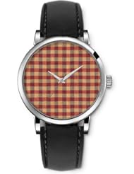 SPRAWL Aanalog Fashion Series Silver Ladies Watches of Genuine Black Leather Strap,Unique Wrist Watch for Women Girls Designed with Fabric of celosia