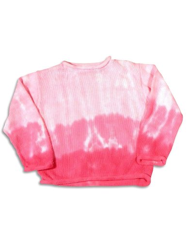 Zinnias - Toddler Girls Long Sleeve Dip Dyed Sweater, Pink, Fuchsia