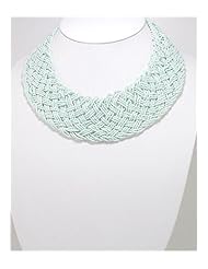 Light Sky Blue Seed Beads Necklace In Zinc