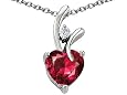 1.95 cttw 925 Sterling Silver 14K White Gold Plated Created Heart Shaped Ruby Pendant