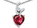 1.95 cttw 925 Sterling Silver 14K White Gold Plated Created Heart Shaped Ruby Pendant