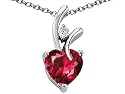 1.95 cttw 925 Sterling Silver 14K White Gold Plated Created Heart Shaped Ruby Pendant