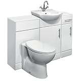 450mm Vanity Unit, Basin, Back to Wall Toilet and Bathroom Storage Cupboard
